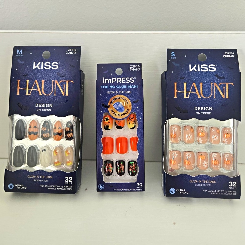 KISS Halloween Glow in Dark Press-On Nails Set & imPRESS Limited Edition 3 Lot